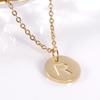 18K Gold Stainless Steel Minimalist Letter Necklace with 26 Round Pendant Options