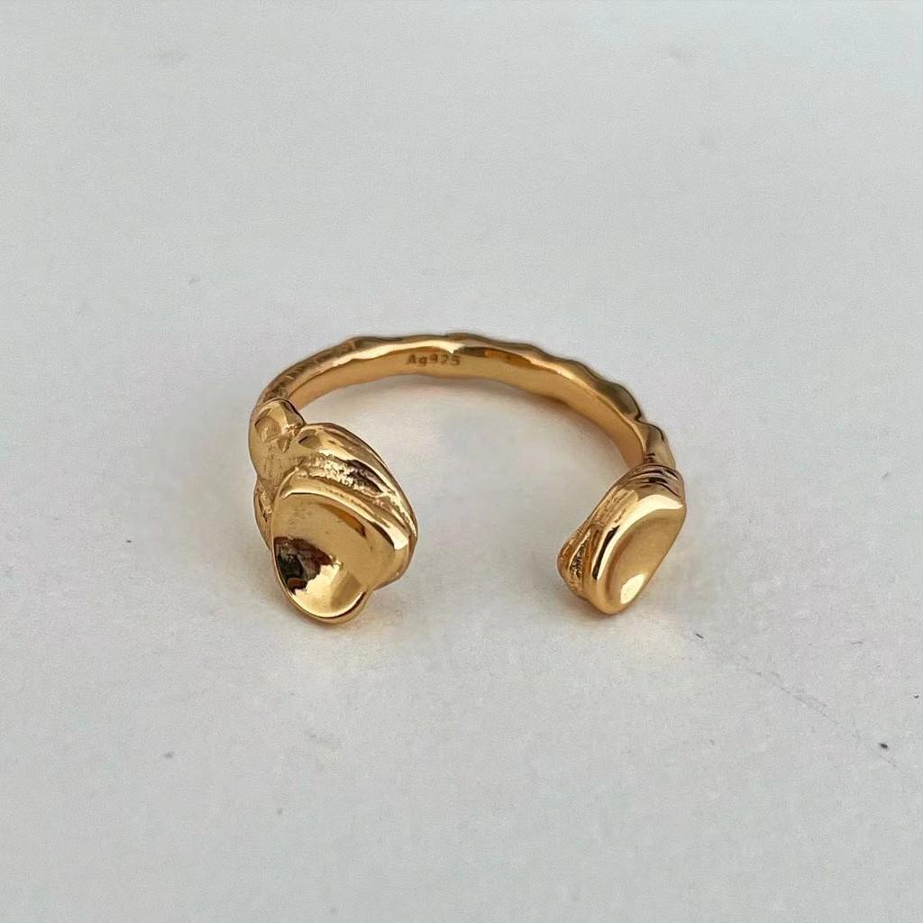 Elegant And Unique 925 Sterling Silver Moon Surface Design Open Ring For Women