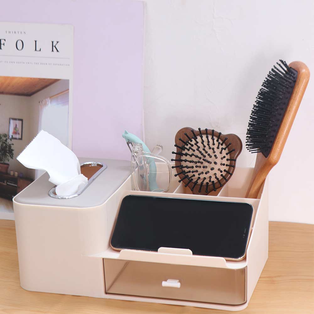 Dustproof Cosmetics Storage Case Space Saving Tissue Box Practical Stationery Organizer Bathroom