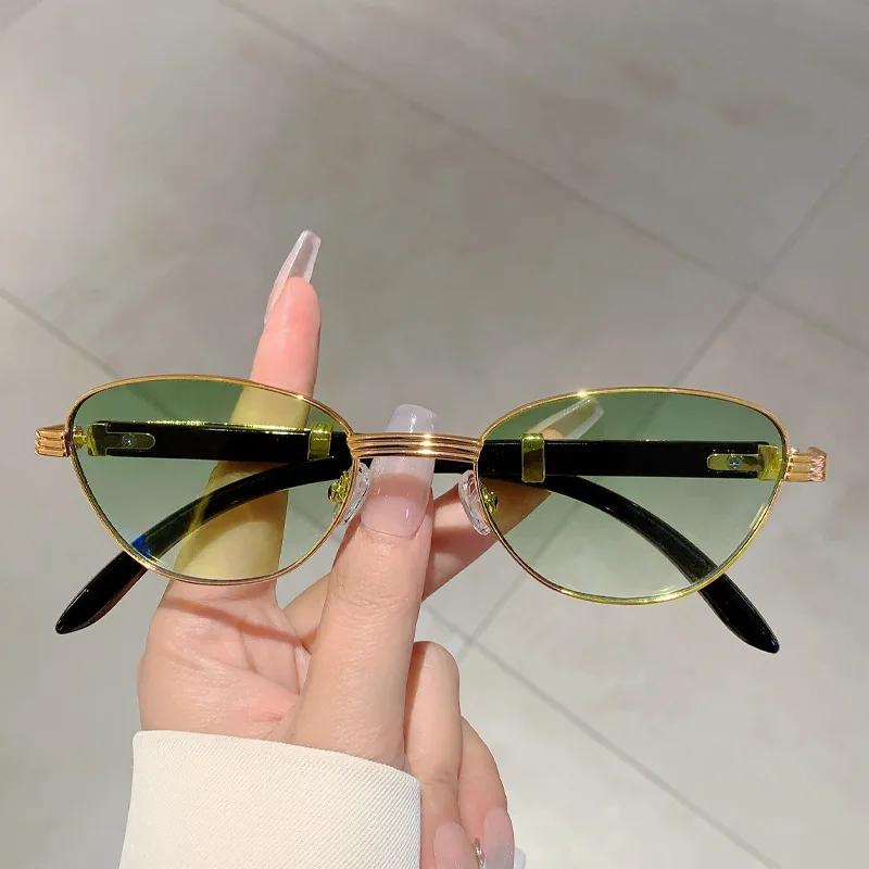 Vintage Luxury Brand Designer Metal Small Frame Sunglasses Women For Men Sun Glasses Steampunk Popular New Cat Eye Shades Uv400