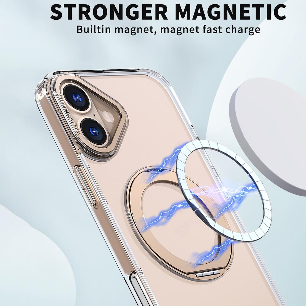 For iPhone 16 Plus Case Compatible with MagSafe TPU+Acrylic Kickstand Phone Cover