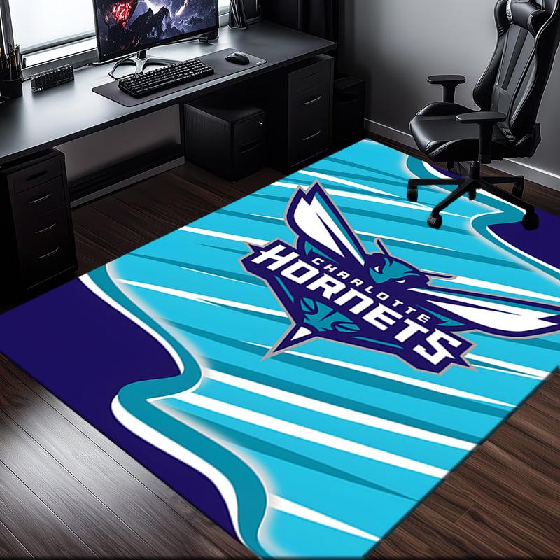 Charlotte-Hornets Logo Rug Office Carpet Non-Slip Mat, Chair Rug Floor Covering for Gaming, Bedroom, Living Room , Home Decor Christmas Gift