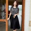 Pasite New Chinese Style Polka Dot Chiffon Midi Dress