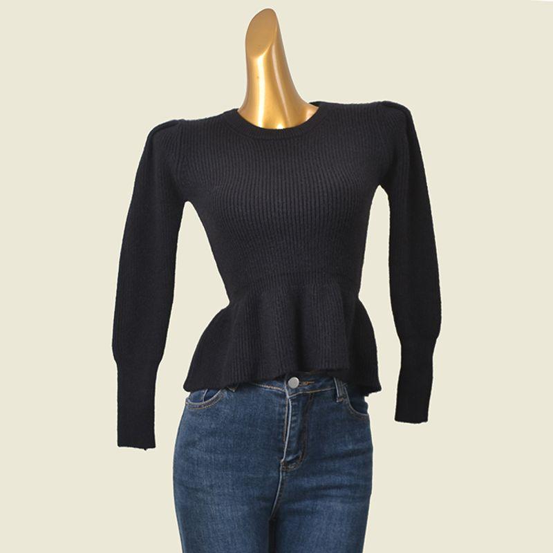 French Style Cover Belly High Waist Core-Spun Yarn Thermal Bottoming Shirt Silm Slim Looking Sexy Knitting Bottoming Shirt