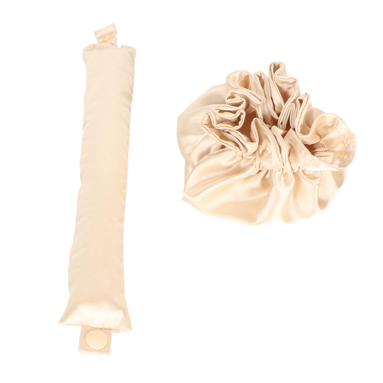 

Набор для укладки волос без нагрева, портативный мягкий атласный бигуди без нагрева для длинных волос во сне бежевый