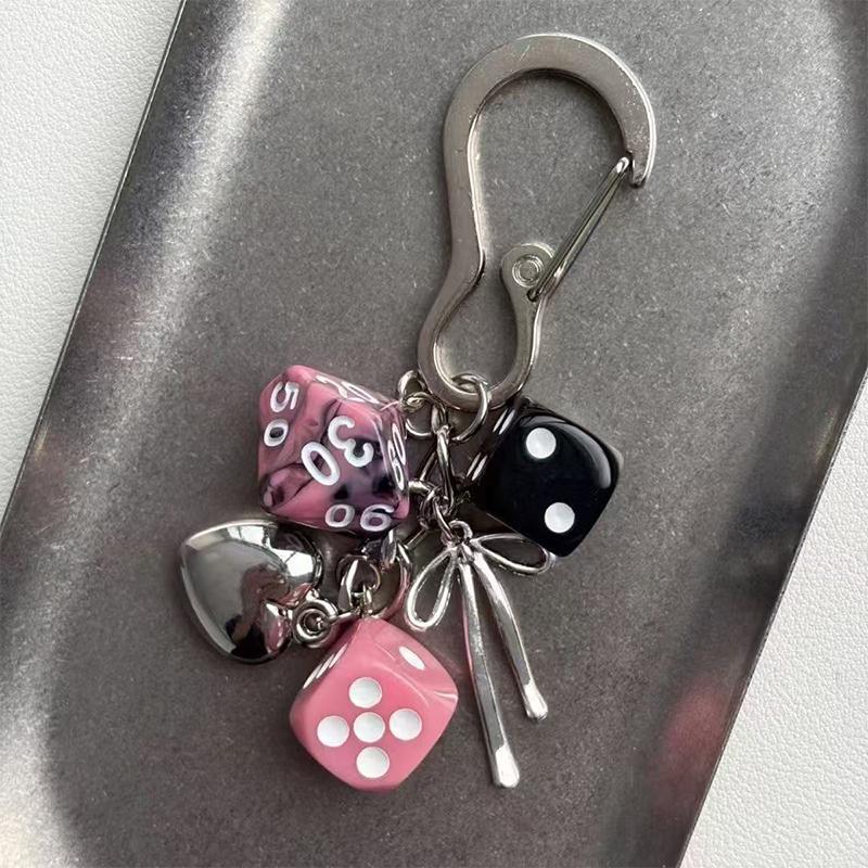 Creative Colourful Dice Keychain  3D Resin Dice Handbag Pendant For Men Women Car Key Holder Key Accessories Funny Gifts