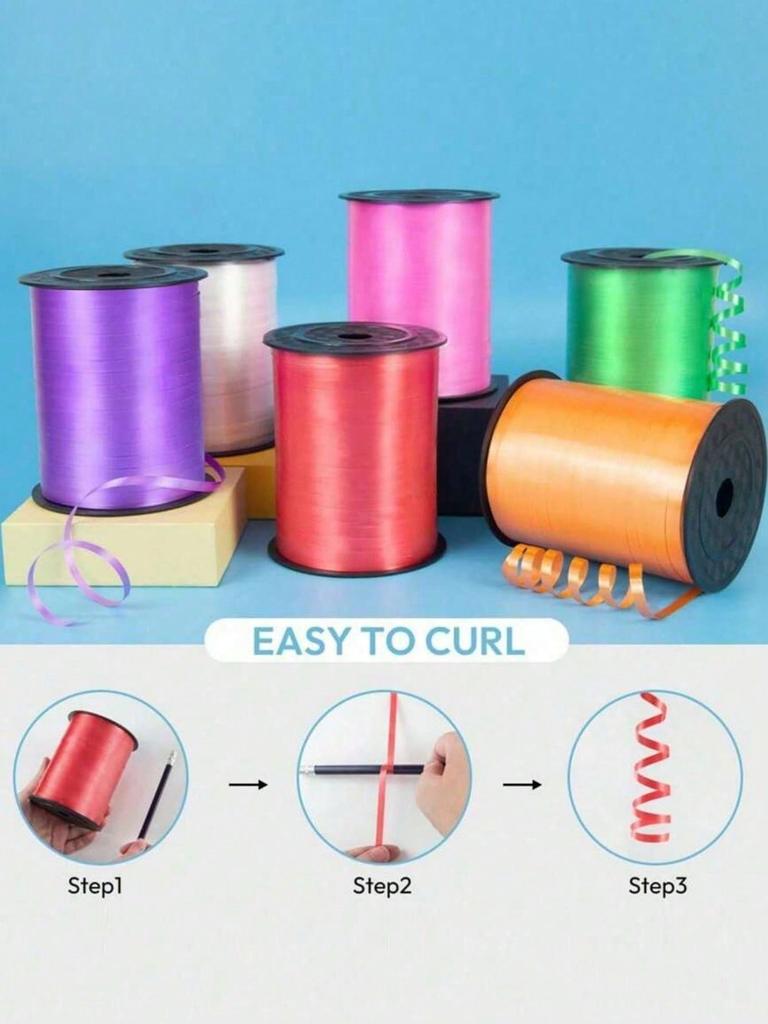 Curling Ribbon 250 Yards Length Assorted Colors Ribbon For Balloon String Ribbon, For Crafts, Gift Wrapping, String Balloons, Tie Hair