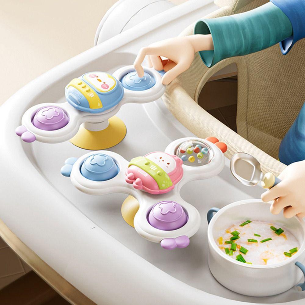 3Pcs/Set Rotating Rattle Suction Cup Spinner Toys Cartoon Animal Spinner Children Gift
