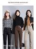 Coffee Brown Women's High-Waisted Velvet-Lined Loose Jeans - Winter 2025 Harajuku Style Trousers