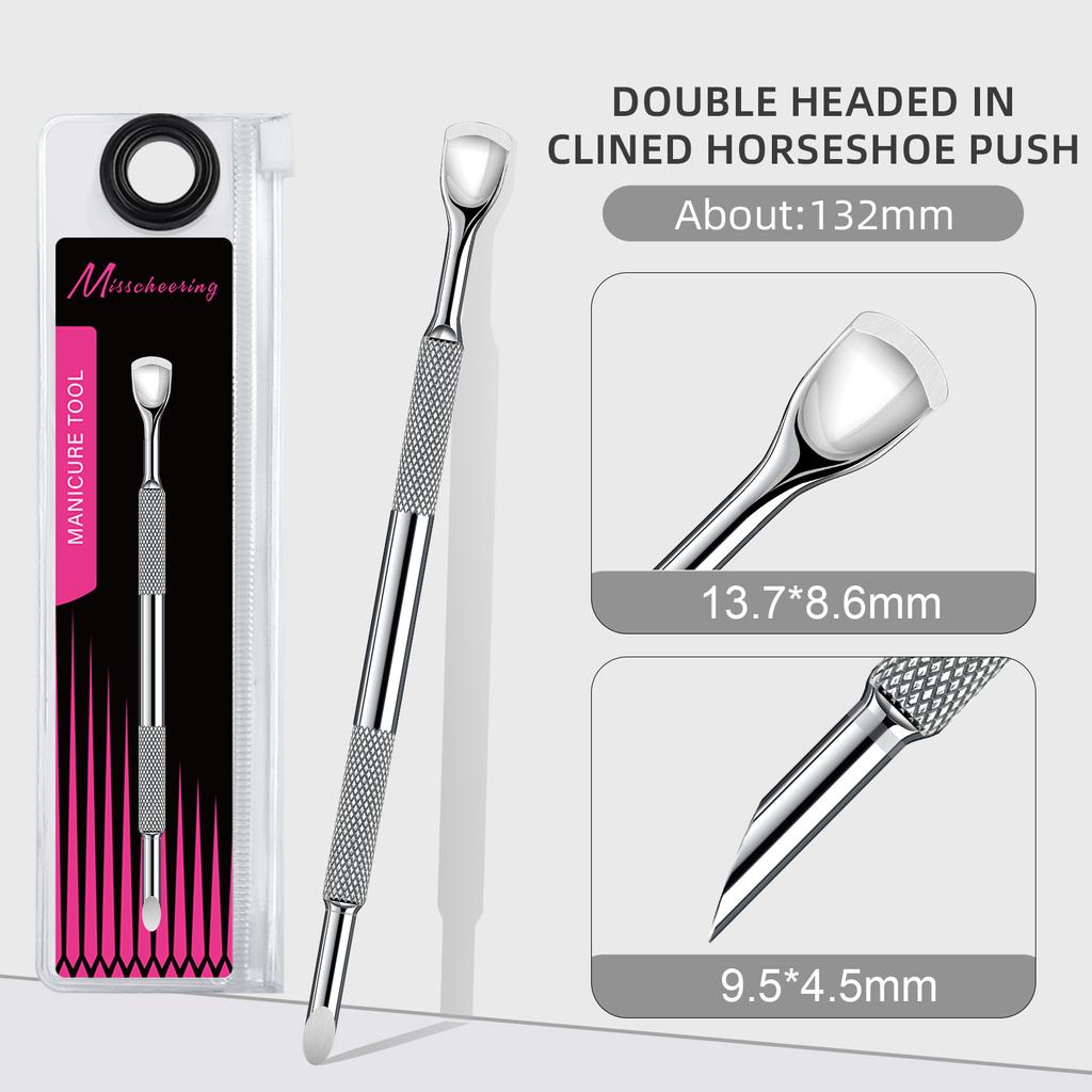 Double-ended Circle Beveled Head Cuticle Pusher Remover Stainless Steel Nails Files Manicure Sticks Tool Nail Art Tool High-End