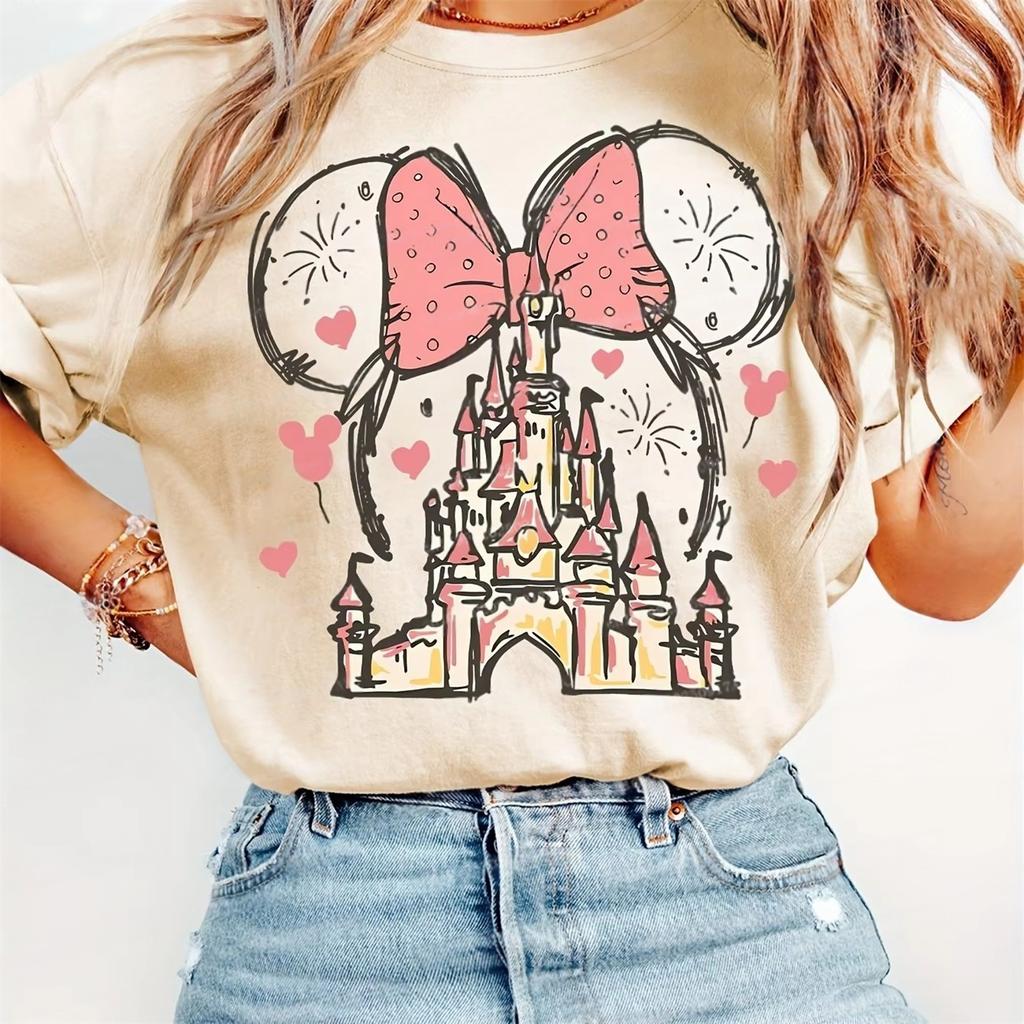 2026 Summer Castle Oversized T-shirt High Quality Cotton Comfort Colors Ivory Fairy Print Unisex Casual Women's and Men's Kids