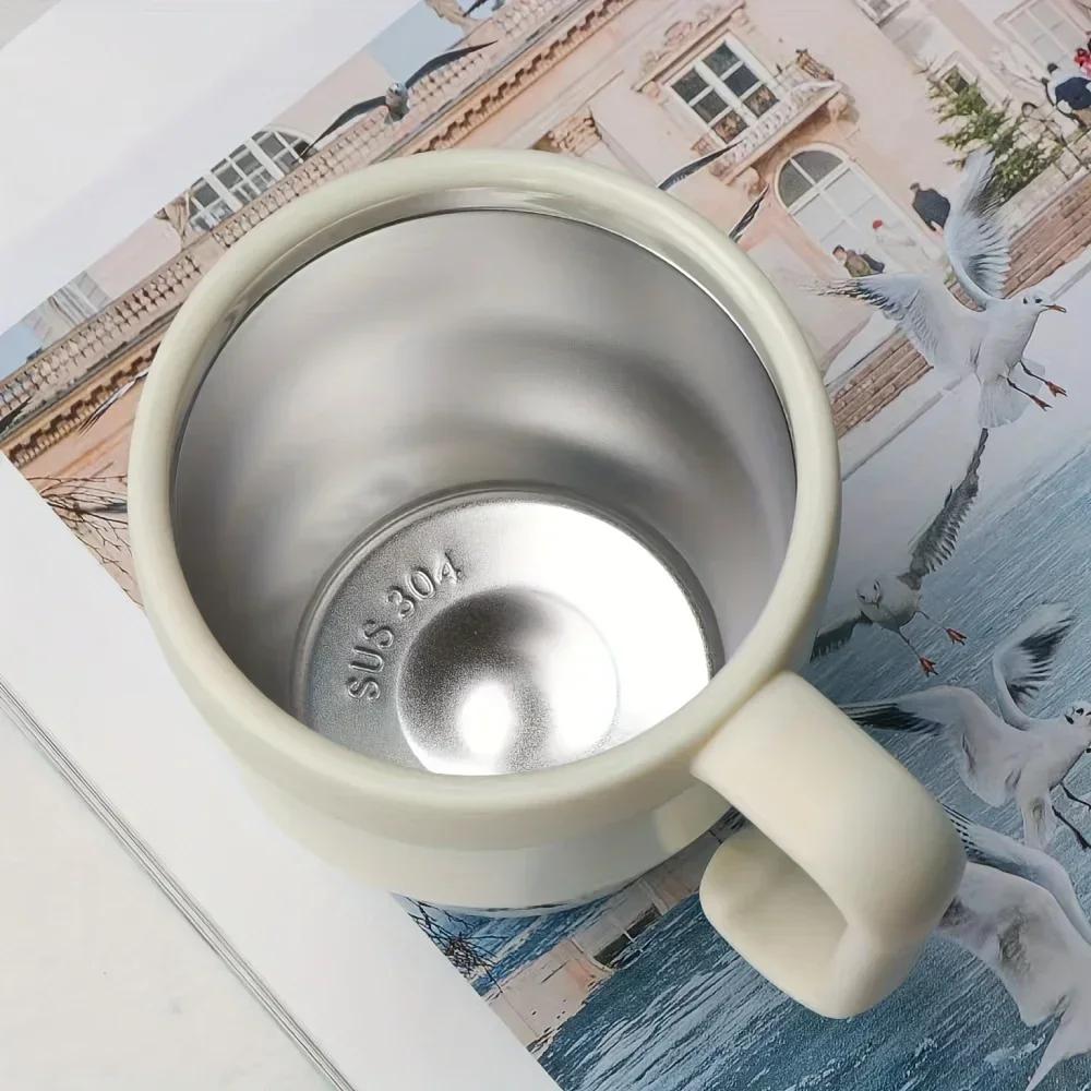 480ml Coffee Cup with Straw Lid Stainless Steel Thermos Mug for Hot Cold Drinks Water Tea Milk Office Outdoor Portable Bottle