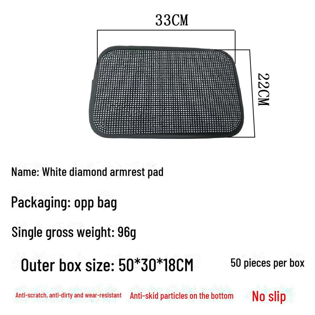 Universal Waterproof Non-Slip PU Leather Diamond Armrest Pad with Storage