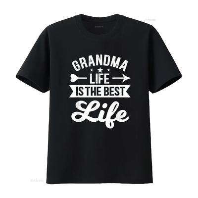 Grandma Life Is the Best T Shirt Vintage Washed Breathable Stylish Versatile Soft Slightly Stretched Fashion Designer Clothes