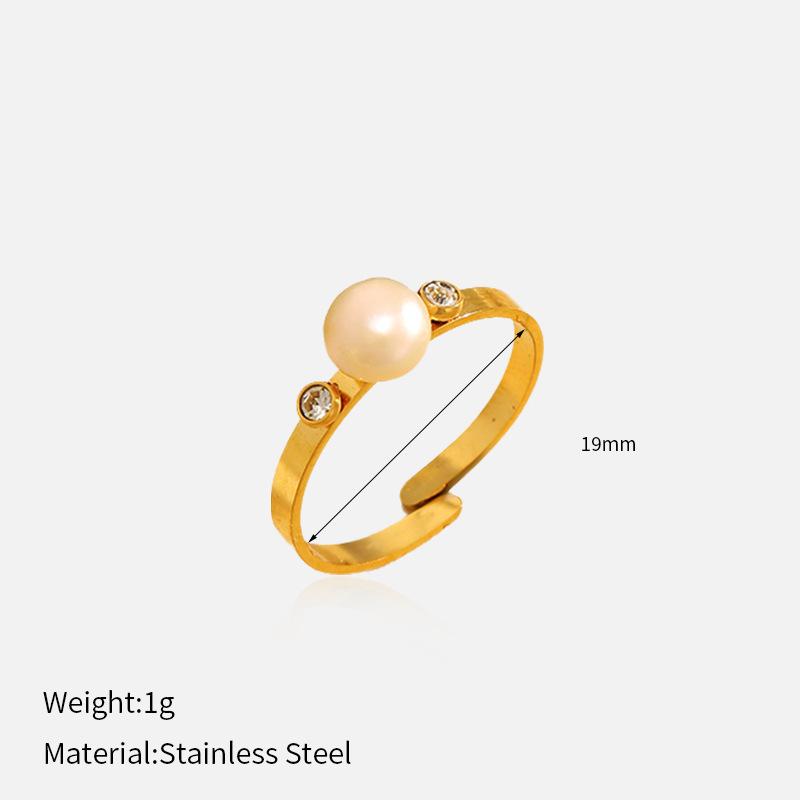 Style Diamond Inlaid Gold 316L Stainless Steel Open Adjustable Ring Premium Real Gold Plated Stainless Steel Titanium Steel Band Ring 1
