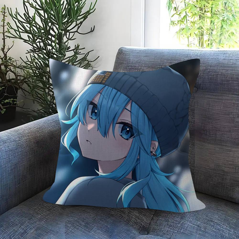 Suichan Hoshimachi Suisei Animation HHololive  Pillow Cover for Bedroom Room and Living Room Sofa Decorative Cushion Cover