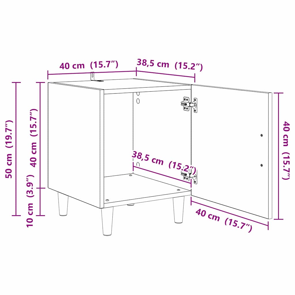 Nightstand Black Oak Effect 40 x 40 x 50 cm Wood Based Material