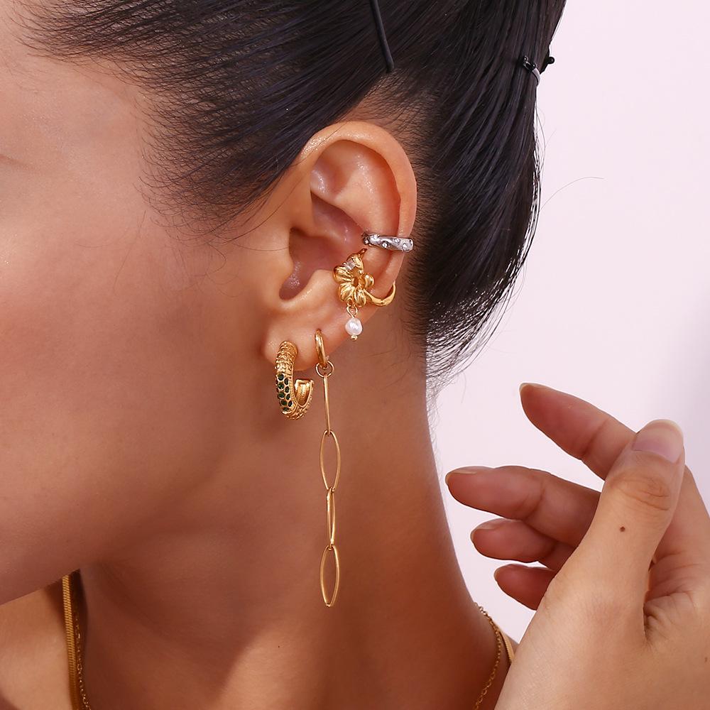 MamacitaSlay 18K Gold Plated Stainless Steel C-shaped Clip Earrings Party Creative Waterproof Jewelry Women's Simple Accessories