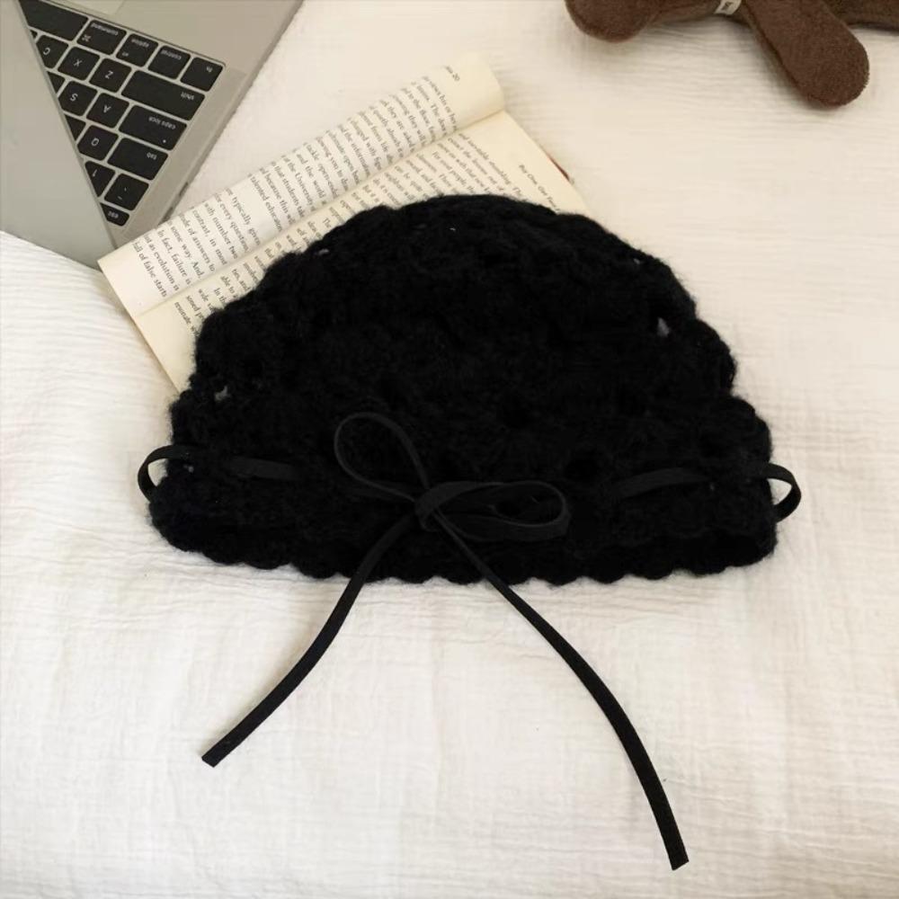 Korean Style Knitted Hat Hollow Design Crochet Hat Fashion Women's Hat  Autumn