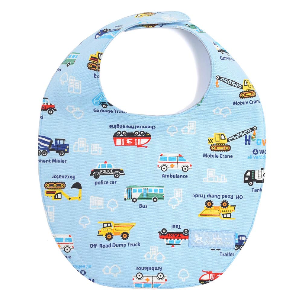 

Round Bib for Made in Full Throttle Working Vehicle B0103200 Babies, Japan, (Light Blue)
