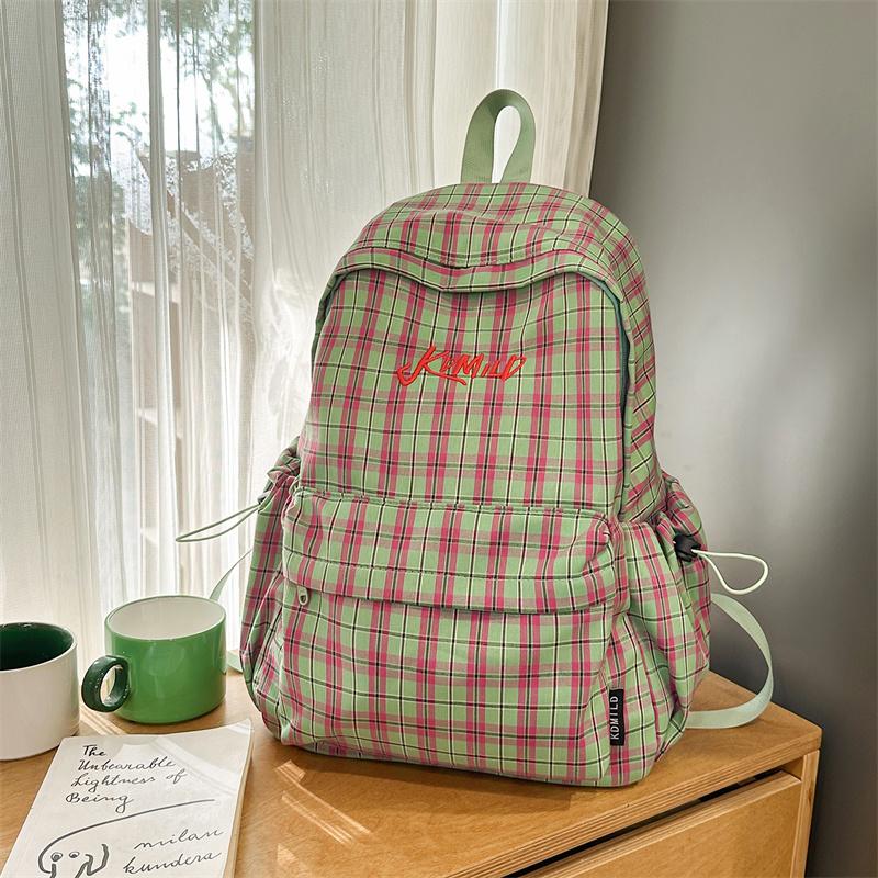 Plaid Print Schoolbag Women's Lightweight Backpack