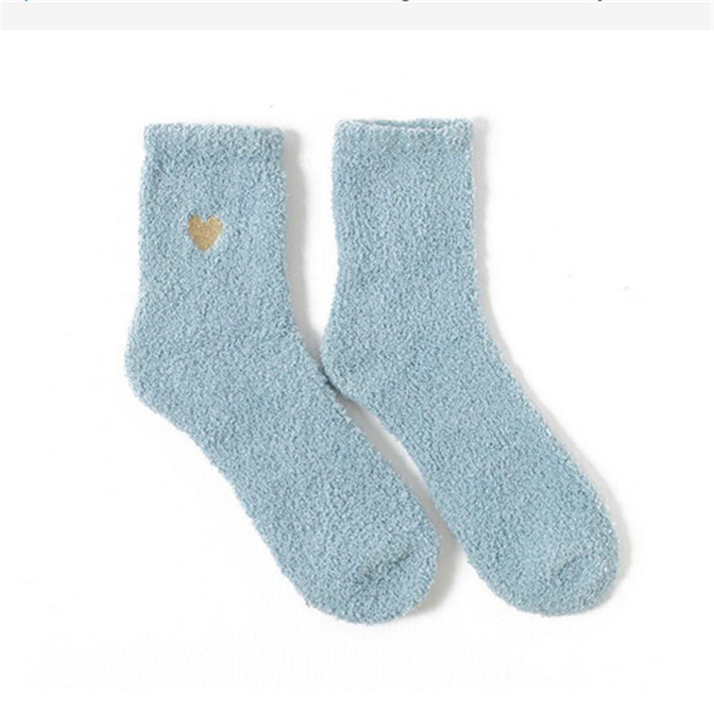 1 pair Women Girls Heart Design Soft Winter Socks Sleeping Socks Foot Warm Floor Fluffy Socks