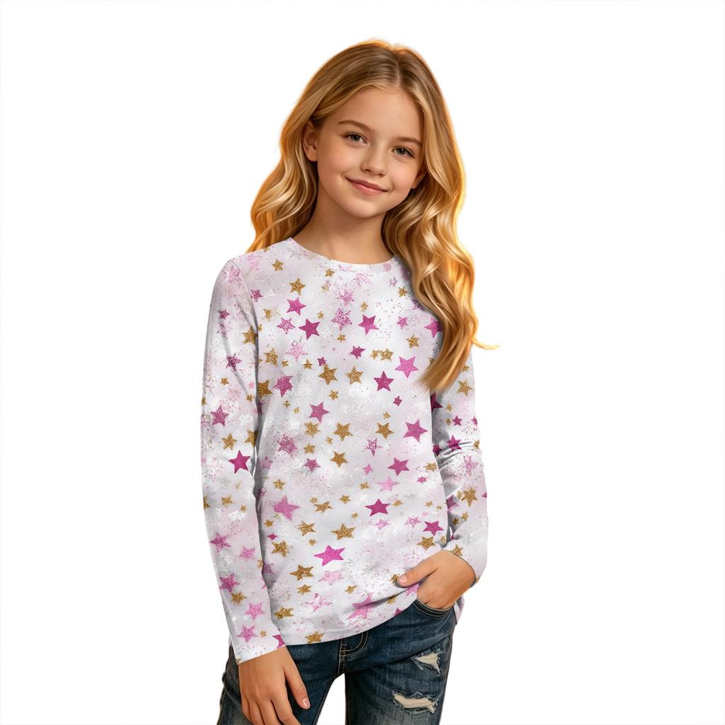 Kids' Fashion Printed Long Sleeve Round Neck T-Shirt