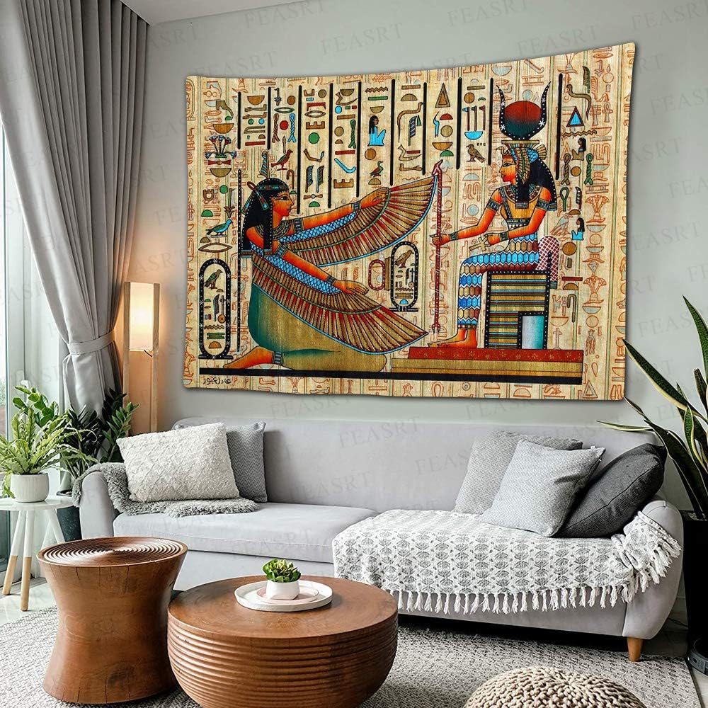 Ancient Egypt Mythology Tapestry Egyptian Gods Hieroglyphic Carvings Tapestries Art Wall Hanging For Living Room Bedroom Home