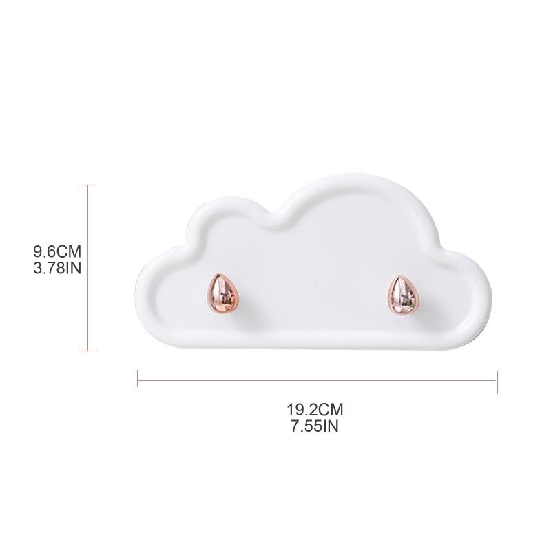 Creative Cloud Shape Double Hooks Wall Mounted Plastic Key Holder Self Adhesive Stickey Coat Towel Hanger Organizer for Bathroom