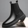 Men's Autumn Chelsea Boots Solid Color Black Retro Motorcycle Ankle Boots for Men Outdoor High Top Casual Shoe Botas Para Hombre
