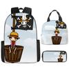 ONE PIECE one piece zaino scolastico zaino Luffy Studenti della scuola primaria e secondaria Zaino di grande capacità Borsa per il pranzo per bambini