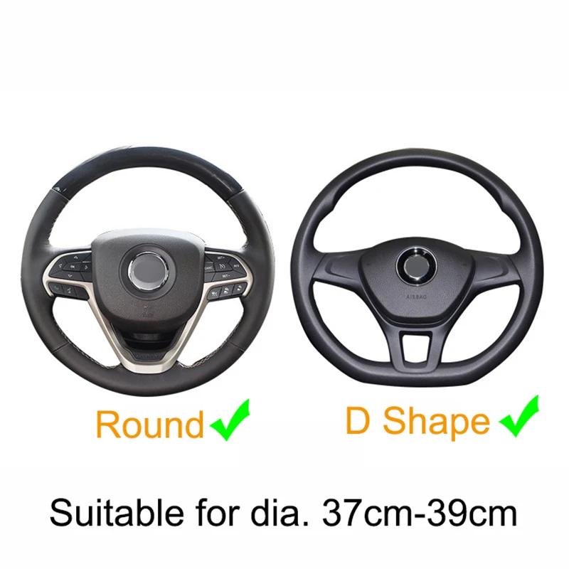 Car Universal Steering Wheel Cover Anti Slip Round/D Shape All Seasons Breathable 38mm Automobile Steering Wheel Cover Men Women