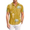 Men's Hawaiian Print Short Sleeve Button Down Shirt Casual Outdoor Collared Top with Tree Pattern for Summer Beach Vacation