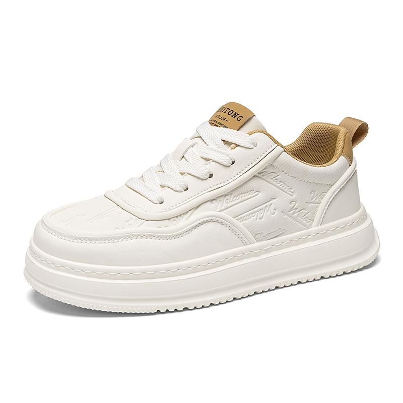 Outdoor anti-slip hiking casual men's shoes - fashionable solid color lace-up sports shoes - thick-soled breathable sports platf