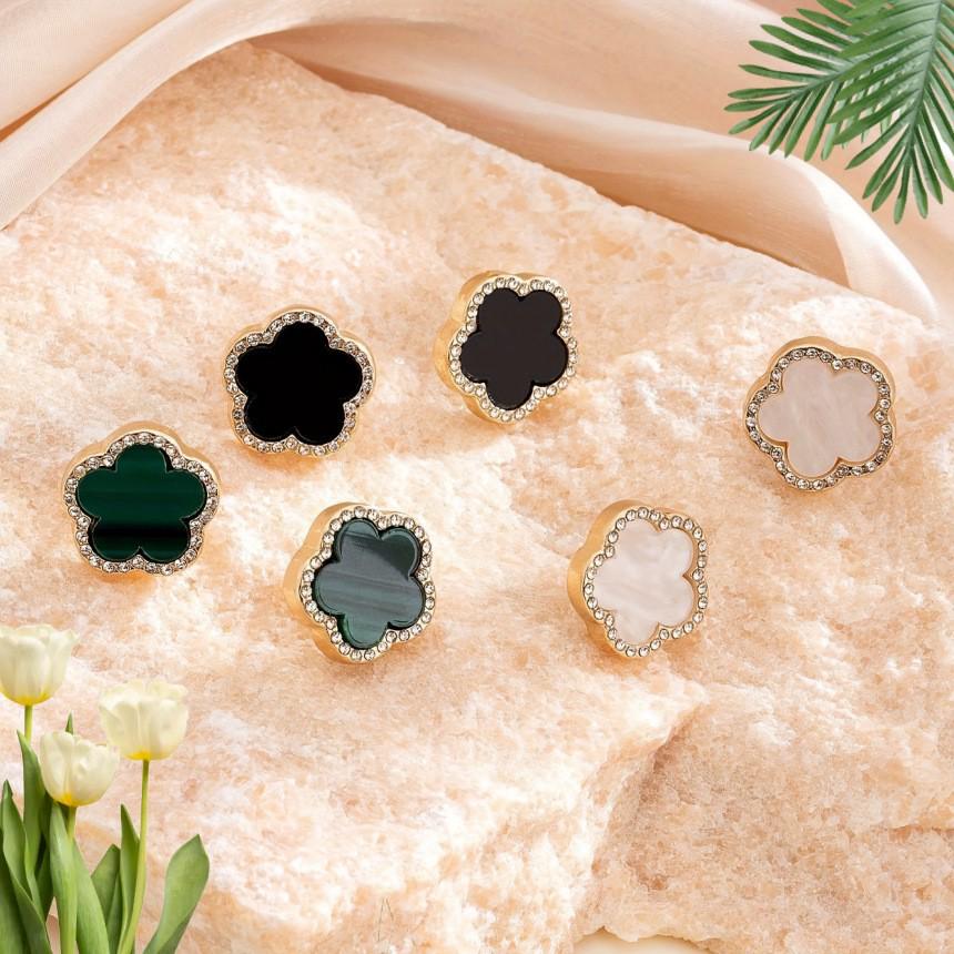Europäischer & Amerikanischer Luxus Vielseitige High-End Ohrringe mit vierblättrigem Kleeblatt