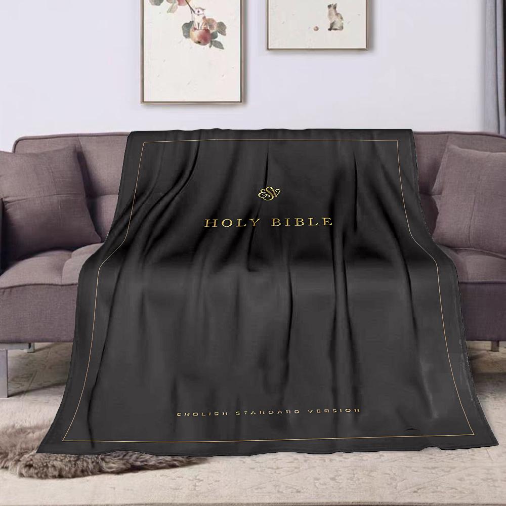 "ESV Holy Bible Elegant Black Design" Patterned Flannel Blanket Perfect for the Bedroom Living Room, Sofa, or a Little Nap
