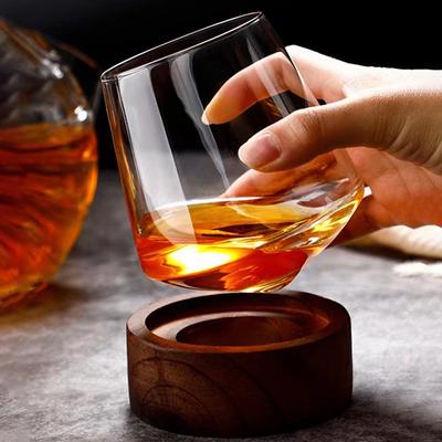 370ml/530ml Foreign Wine Glass Rotating Whiskey Glass Tumbler Cup Transparent Cocktail Tequila Glasses Cold Drink Mug Barware