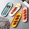 Vassoio Ovale Semplice Nordico Piatto Rettangolare Piatto Giapponese per Dim Sum Piatto per Cucina Sushi Piatto Spesso per Torte