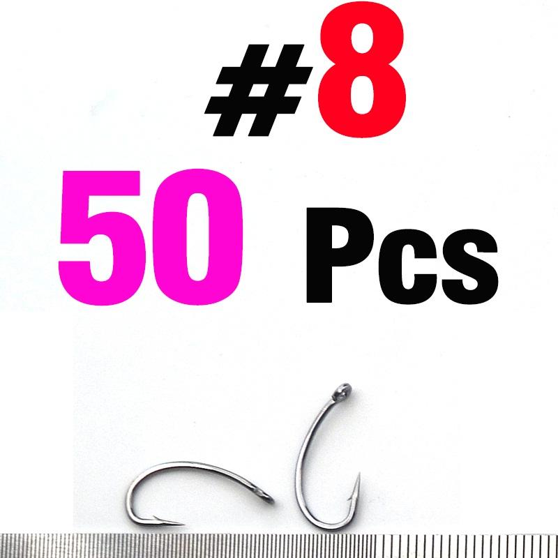 MNFT 50Pcs Fly Tying Hooks Carp Fishing Trout Hook Barb Curved Shank Dry Fly Hook for Freshwater Saltwater