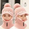 Winter Knitted Hat Scarf Set Beanie Zip Scarf Earflap Fleece Lined Ski  with Pompom Windproof Thermal Hat Neck Warmer