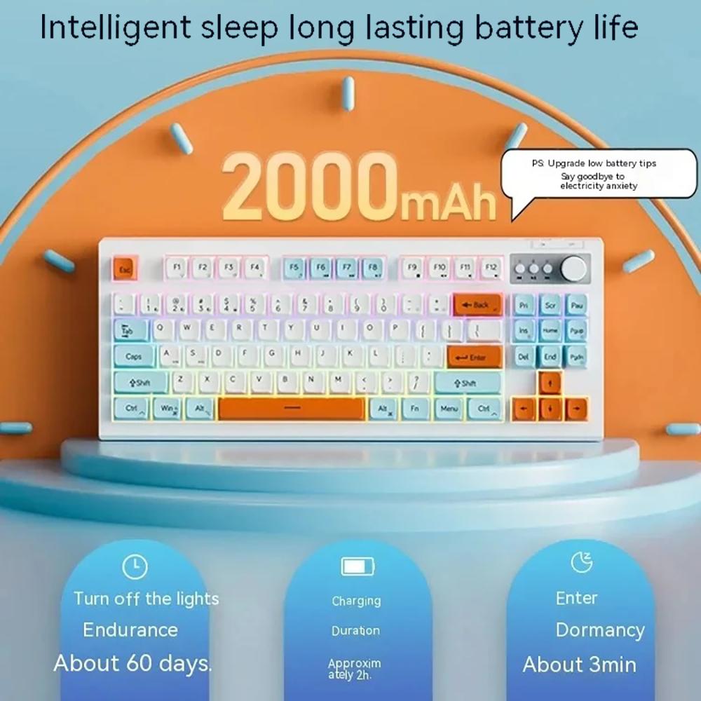 

87 клавиш Bluetooth клавиатура механическая двухрежимная 2.4G беспроводная клавиатура игровая клавиатура RGB подсветка для Windows Mac Android IOS