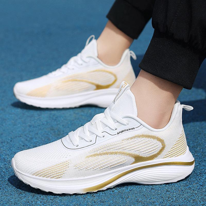 2025 new flying woven shoes breathing foot chip magnetic shock massage sports men's function breathable fitness running shoes women