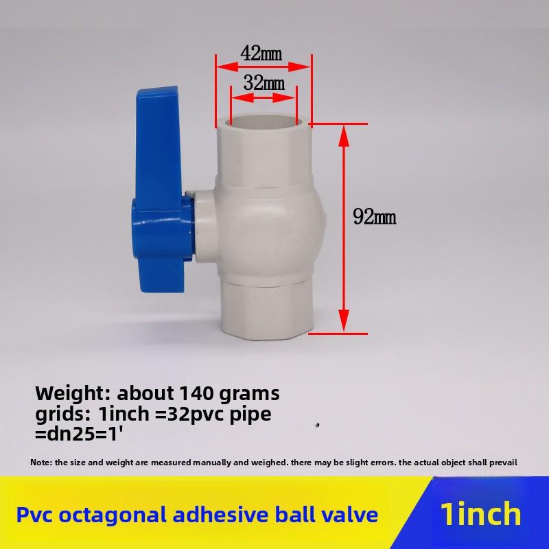 1Pc ID 20/25/32/40mm Ball Valve Grey PVC Material Garden Water Pipe Fittings Valve Switch Connection Adapter