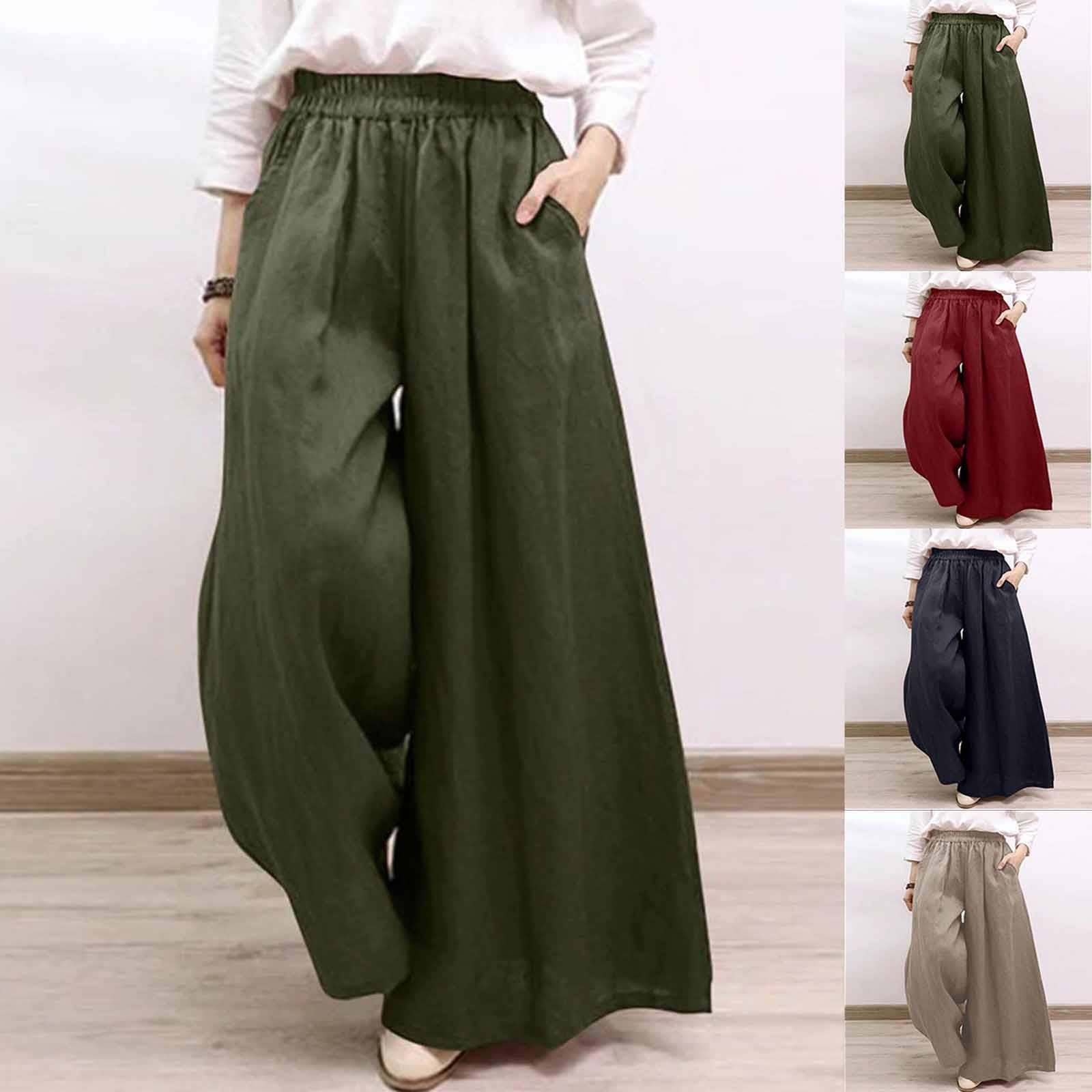 

Женские модные однотонные свободные повседневные брюки с широкими штанинами