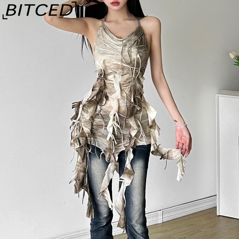 BITCED Summer Women's Solid-Color Slim-Fit High-Waisted Fashion Strapless Sexy Backless Dress