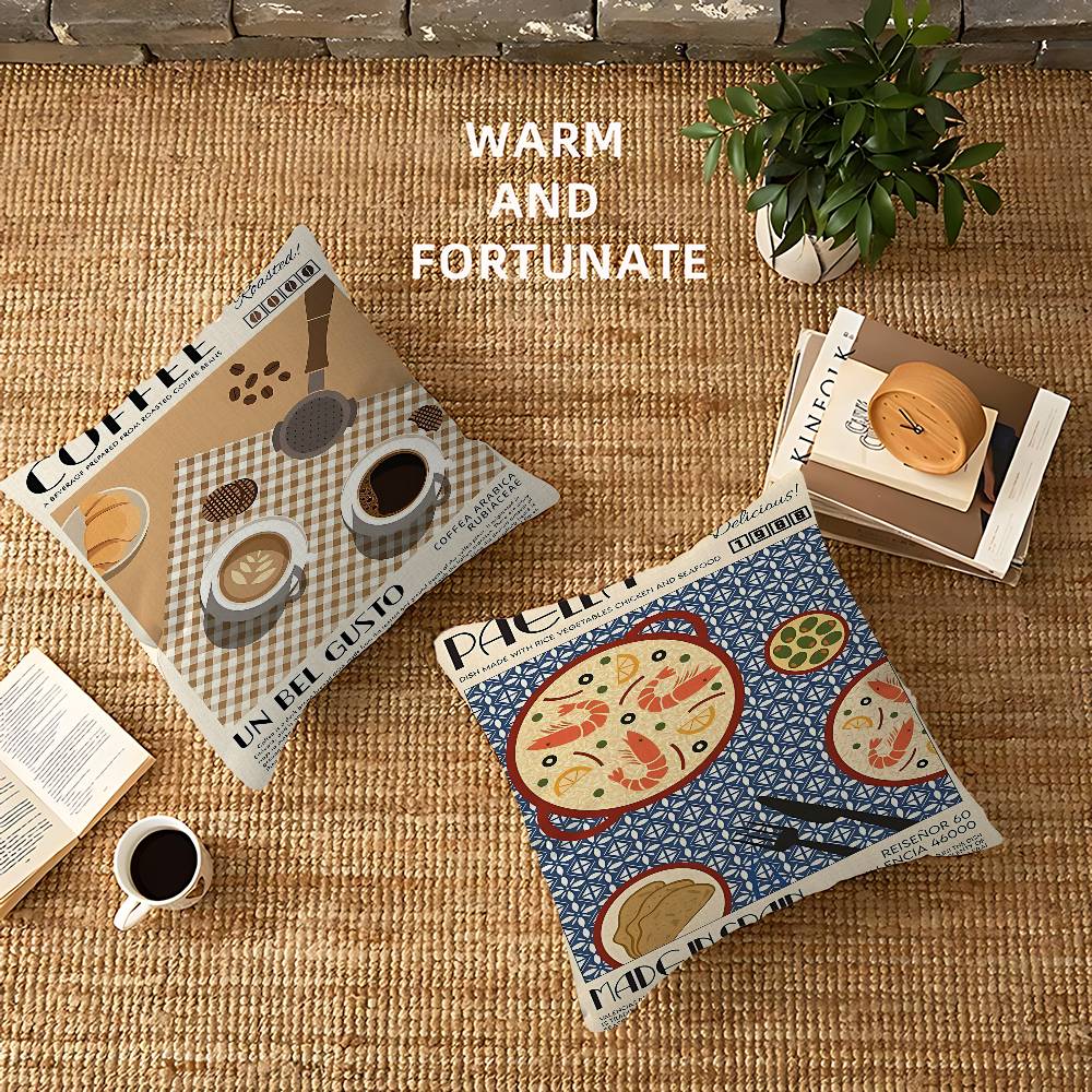 Japanese Foods Whitepaper Pillow Gift Home Office Decoration Bedroom Sofa Car Cushion Cover Case 45X45