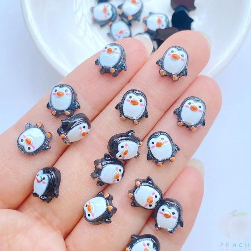 100pcs Cute 9mm Resin Mini Penguin Series Flat Back Stone Figurines DIY Wedding Scrapbook Accessories