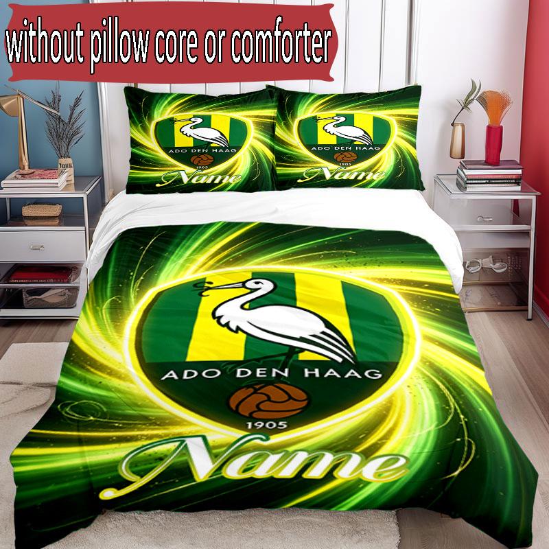 3pcs Duvet Cover Set (1*Duvet Cover + 2*Pillowcase, Without Core), Custom Name ADO Den Haag Pattern Bedding Set, Home Bedroom Decor Gift