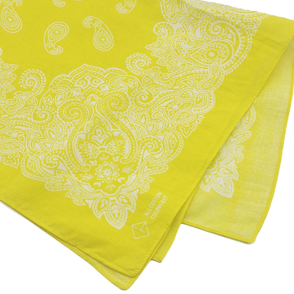 kakatrend bandana yellow paisley 100% cotton adult bandana handkerchief unisex durag large men's yellow 55cm x 55cm