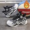 Autumn Middle and Older Children's New Rotating Velvet Boys' Shoes Buckle Children's Mesh Sports Shoes Basketball Shoes Cotton 2025
